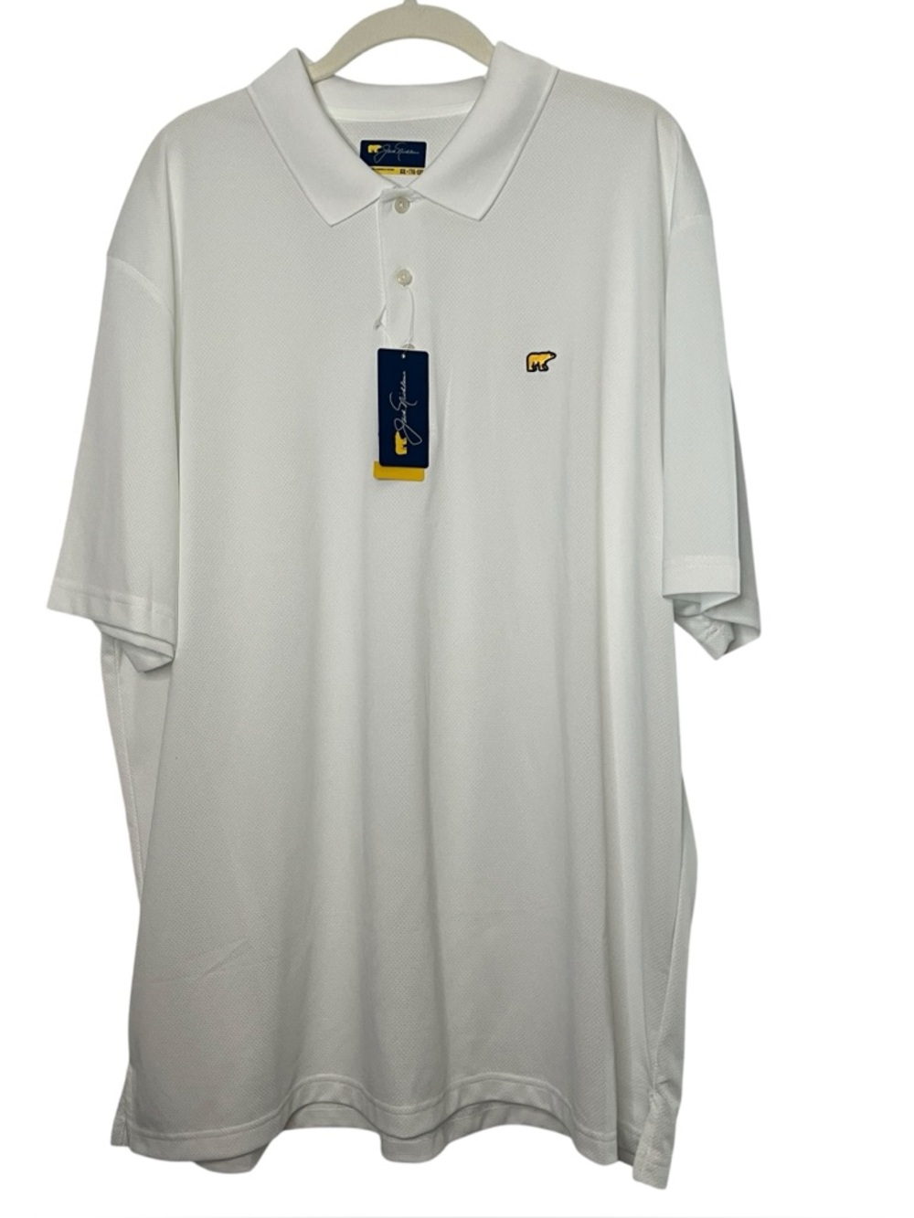 Men's Classic White Jack Nicklaus Polo Golf Shirt with Bear Logo Size XXL NEW